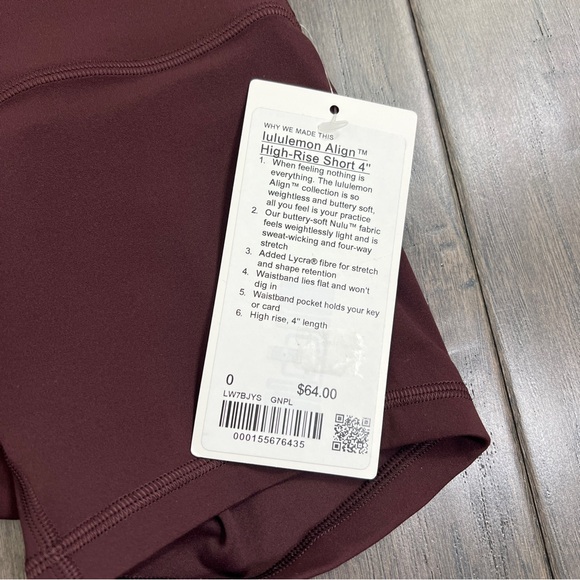 Lululemon NWT Align High-Rise Short 4" Goodnight Plum - Picture 4 of 7